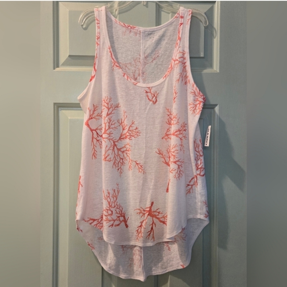 NWT Old Navy Linen Blend Tank Top Curved Hem Medium